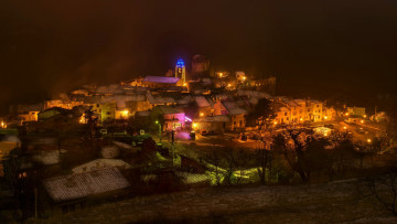 Картинка франция города -+панорамы здания фонари машина деревья ночь