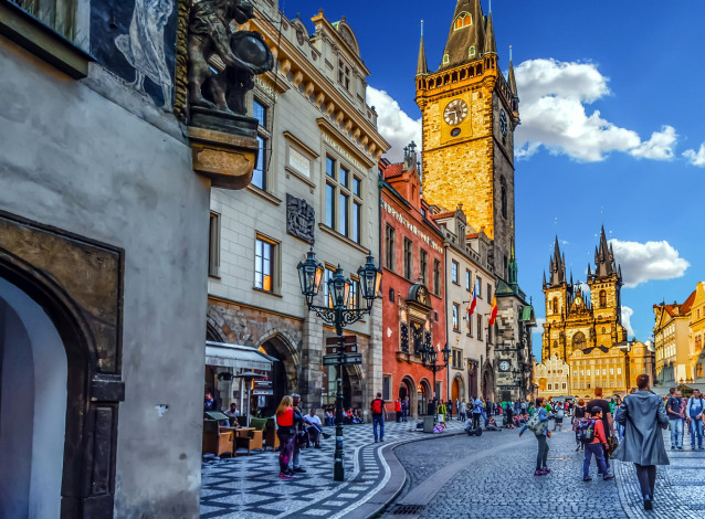 Обои картинки фото города, прага , Чехия, башни, улица