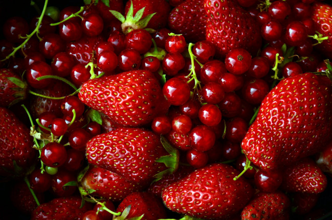 Обои картинки фото еда, фрукты,  ягоды, клубника, смородина