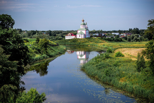 Обои картинки фото города, - православные церкви,  монастыри, суздаль, россия, владимирская, область, речка, каменка