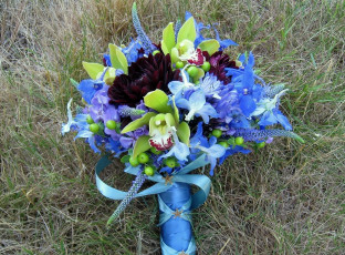 Картинка цветы букеты композиции флоксы голубой орхидеи георгины