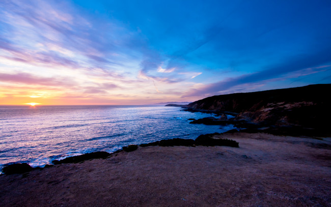 Обои картинки фото bodega, bay, california, природа, побережье, залив, закат