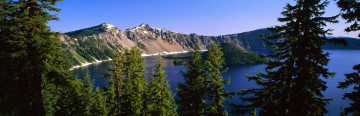 Картинка природа реки озера кратер горное озеро лес вершины снег