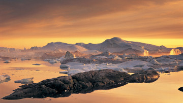 Картинка disko bay greenland природа айсберги ледники гренландия льды снега море
