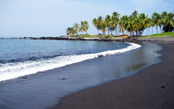 Картинка honomalino beach природа тропики пляж остров океан пальмы