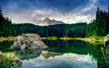 Картинка karersee природа реки озера горы лес озеро