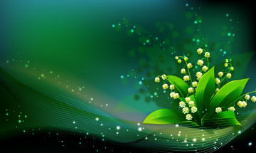 Картинка векторная+графика цветы+ flowers рисунок зеленый ландыши