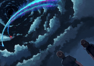 Картинка аниме kimi+no+na+wa облака