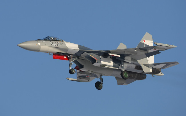 Обои картинки фото су- 35, авиация, боевые самолёты, самолёт, су-, 35, полёт