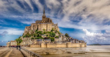 Картинка mont+saint+michel города крепость+мон-сен-мишель+ франция простор