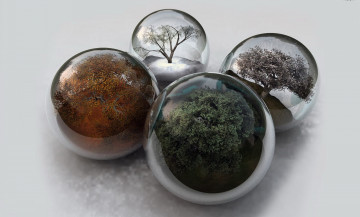 Картинка 3д+графика шары+ balls шары времена года деревья
