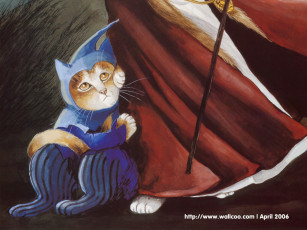 Картинка рисованные животные сказочные мифические кот арлекин