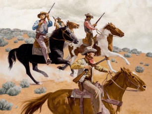 Картинка stanley borack рисованные всадник ружье