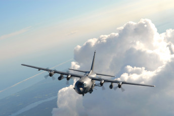 Картинка авиация военно транспортные самолёты полет самолет lockheed ac-130u облака небо