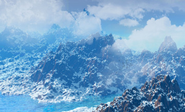 Картинка 3д графика nature landscape природа облака снег горы