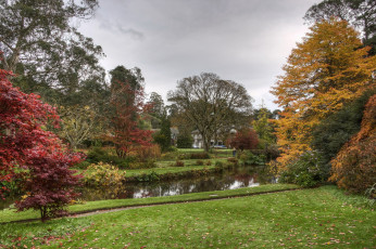 Картинка mount usher gardens ирландия природа парк растения река дорожки