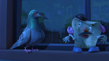 обоя мультфильмы, toy story 3, шляпа, голубь, эмоции, усы, окно