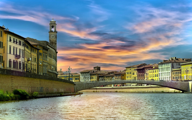 Обои картинки фото города, пиза , италия, мост, река