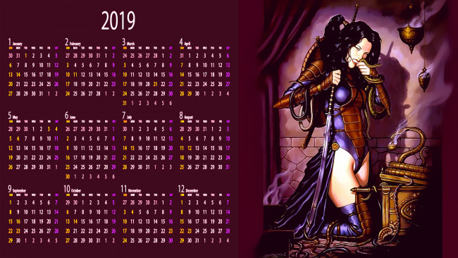 Обои картинки фото календари, фэнтези, оружие, змея, взгляд, девушка
