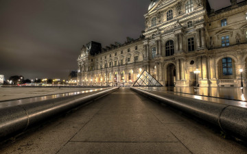 Картинка лувр города париж+ франция ночь париж