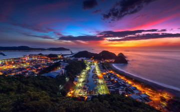 Картинка suao +taiwan города -+огни+ночного+города суао тайвань вечер закат побережье океана тихий океан