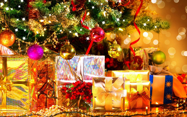 Обои картинки фото праздничные, - разное , новый год, елка, шарики, подарки