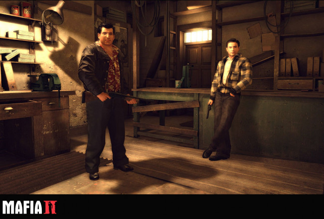 Обои картинки фото видео игры, mafia ii, бандиты, оружие, мастерская