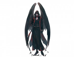Картинка аниме ангелы +демоны парень крылья