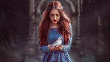 Картинка девушки -+рыжеволосые+и+разноцветные мир забота девушка голубь