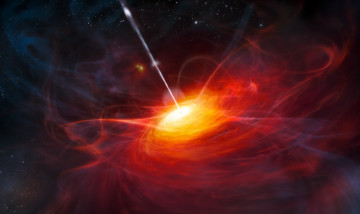 Картинка космос арт ulas j1120 0641 квазар выброс