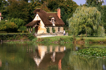 Картинка деревня королевы марии антуанетты versailles франция разное сооружения постройки парк водоем дом