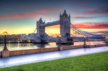 Картинка города лондон великобритания набережная закат мост