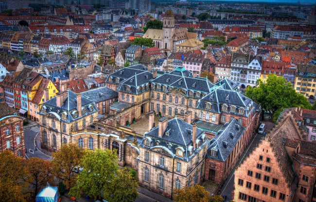 Обои картинки фото страсбург, франция, города, крыши, улицы, дома