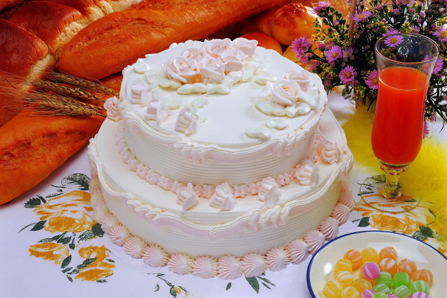 Обои картинки фото еда, пирожные, кексы, печенье, торт, цветы