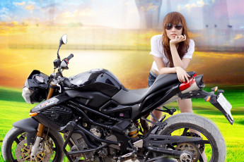 обоя мотоциклы, мото с девушкой, байк, девица