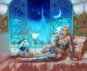 Картинка фэнтези красавицы+и+чудовища красавица постель королевство полумесяц луна ночь девушка