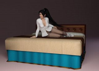 Картинка 3д+графика люди+ people взгляд девушка кровать фон
