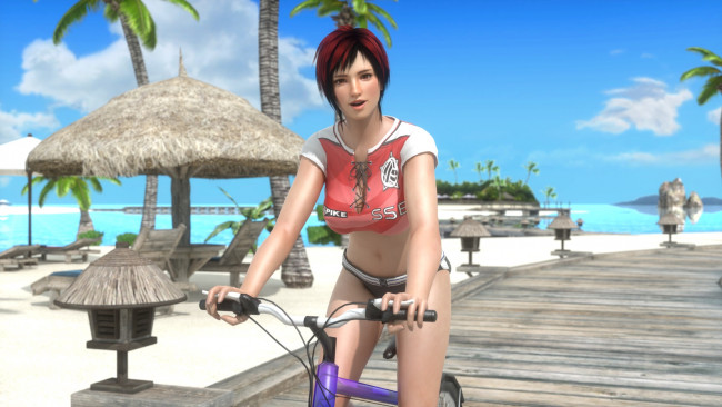 Обои картинки фото 3д графика, аниме , anime, фон, взгляд, девушка, велосипед