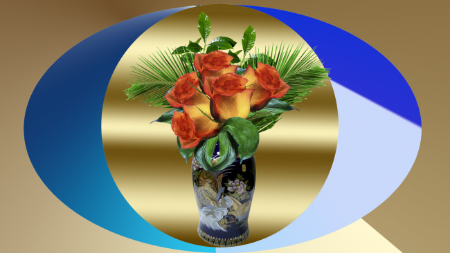 Обои картинки фото разное, компьютерный дизайн, ваза, цветы, розы, букет