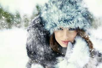 Картинка -Unsort+Лица+Портреты девушки unsort лица портреты шапка рукавицы мех снег зима