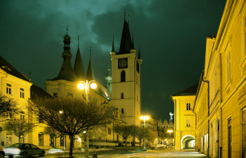 Картинка Чехия литомерице города улицы площади набережные огни ночь