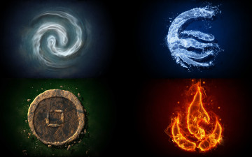 обоя magical, elements, разное, надписи, логотипы, знаки, огонь, земля, вода, воздух, элементы