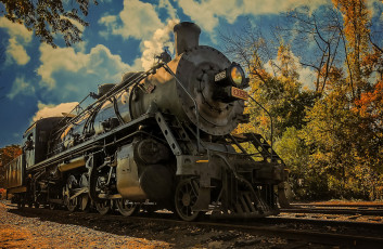 Картинка техника паровозы железная дорога рельсы паровоз вагоны