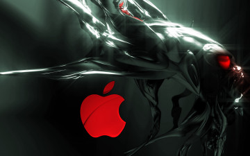 Картинка компьютеры apple блеск пришелец яблоко абстракция эмблема