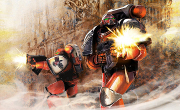 Картинка видео+игры warhammer+40 000 +dark+millenium+online скафандры роботы оружие дворец дым