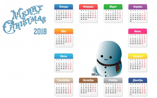 Обои картинки фото календари, праздники,  салюты, 2018, снеговик