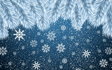 Картинка праздничные векторная+графика+ новый+год новый год снежинки фон new year snow Ёлка настроение art christmas арт рождество ветки снег
