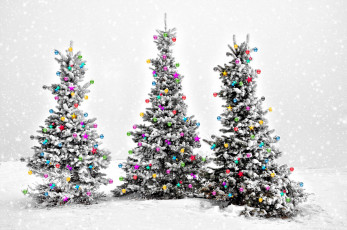Картинка праздничные ёлки шарики елки игрушки снег