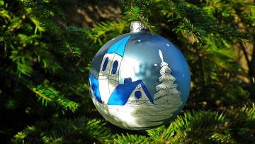 Картинка праздничные шары елка шар синий
