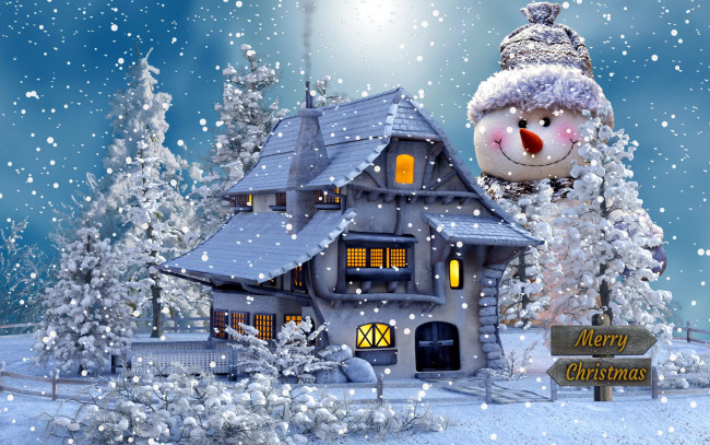 Обои картинки фото праздничные, снеговики, снеговик